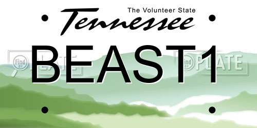 BEAST1 Tennessee License Plate