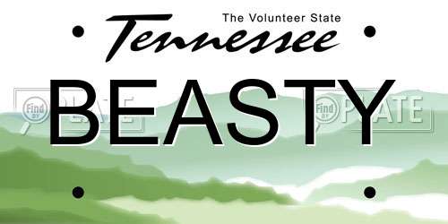 BEASTY Tennessee License Plate