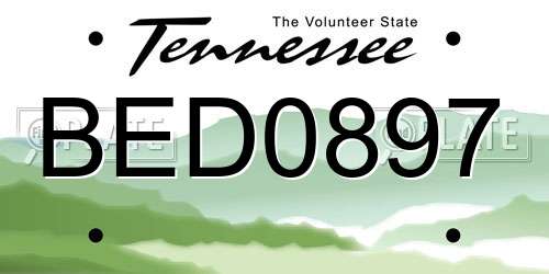 BED0897 Tennessee License Plate
