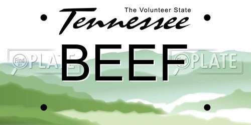 BEEF Tennessee License Plate
