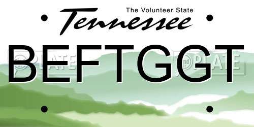 BEFTGGT Tennessee License Plate