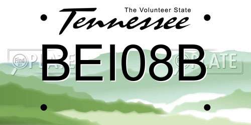 BEI08B Tennessee License Plate