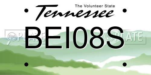 BEI08S Tennessee License Plate