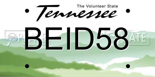 BEID58 Tennessee License Plate