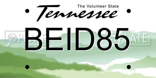 BEID85 Tennessee License Plate