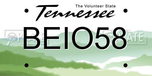 BEIO58 Tennessee License Plate