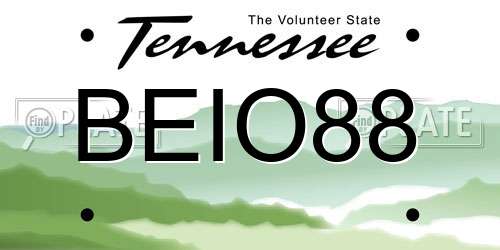 BEIO88 Tennessee License Plate