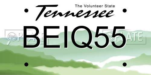 BEIQ55 Tennessee License Plate