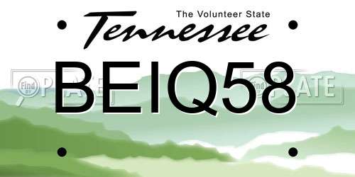 BEIQ58 Tennessee License Plate