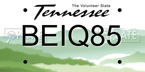 BEIQ85 Tennessee License Plate