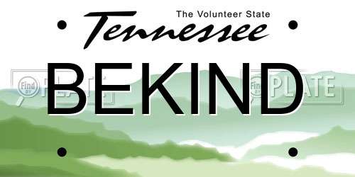 BEKIND Tennessee License Plate