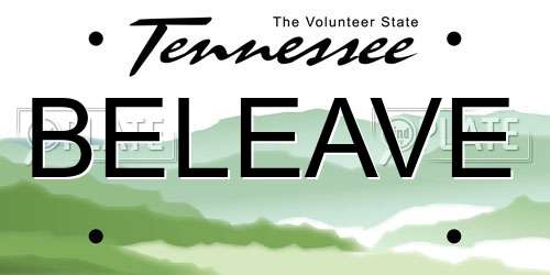 BELEAVE Tennessee License Plate