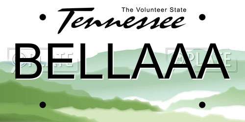 BELLAAA Tennessee License Plate