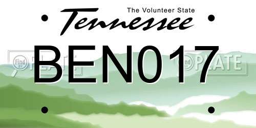 BEN017 Tennessee License Plate