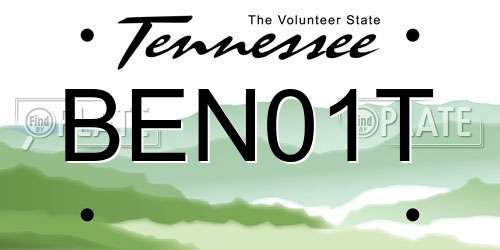 BEN01T Tennessee License Plate