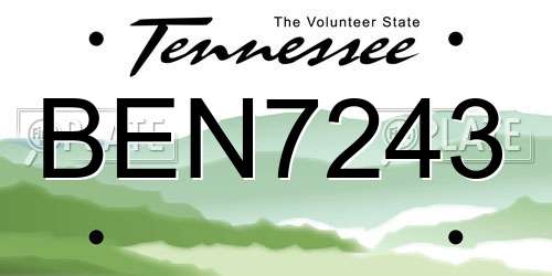 BEN7243 Tennessee License Plate