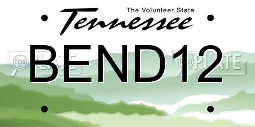 BEND12 Tennessee License Plate