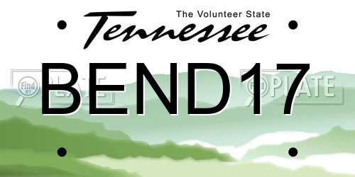 BEND17 Tennessee License Plate