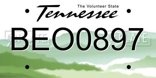 BEO0897 Tennessee License Plate