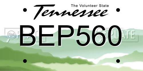 BEP560 Tennessee License Plate