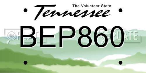 BEP860 Tennessee License Plate