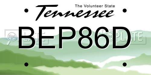 BEP86D Tennessee License Plate