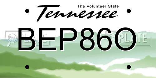 BEP86O Tennessee License Plate