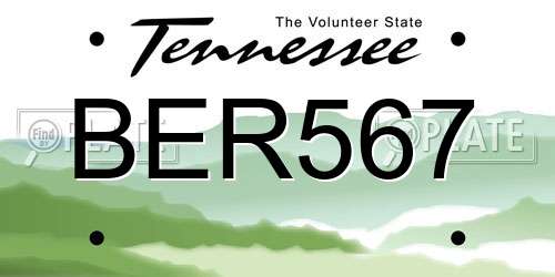 BER567 Tennessee License Plate