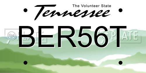 BER56T Tennessee License Plate