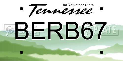 BERB67 Tennessee License Plate
