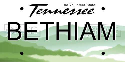 BETHIAM Tennessee License Plate