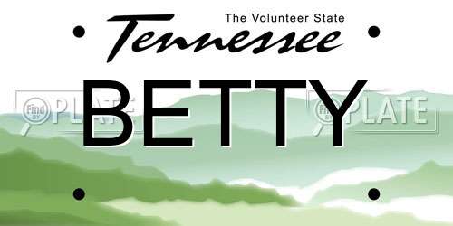 BETTY Tennessee License Plate