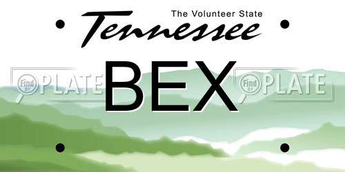 BEX Tennessee License Plate