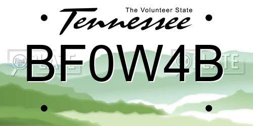 BF0W4B Tennessee License Plate
