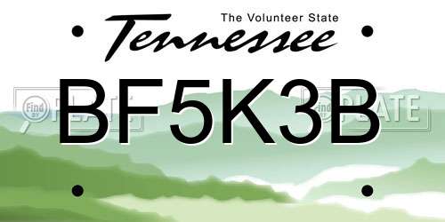 BF5K3B Tennessee License Plate