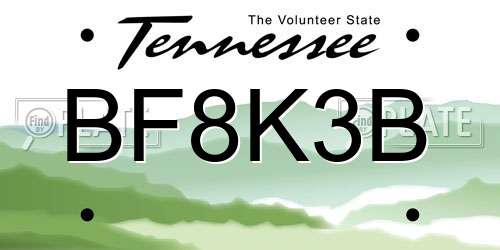 BF8K3B Tennessee License Plate