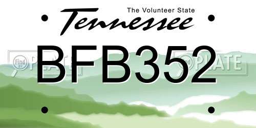 BFB352 Tennessee License Plate