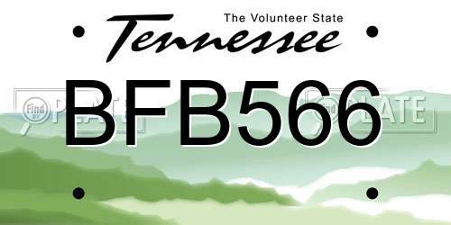 BFB566 Tennessee License Plate