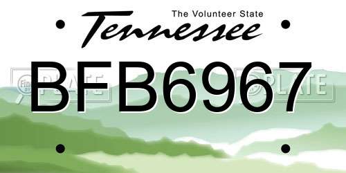 BFB6967 Tennessee License Plate