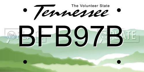 BFB97B Tennessee License Plate