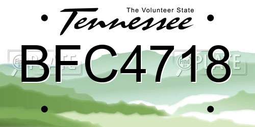 BFC4718 Tennessee License Plate