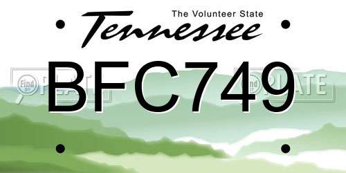 BFC749 Tennessee License Plate