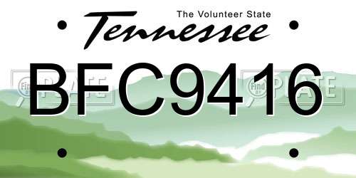 BFC9416 Tennessee License Plate