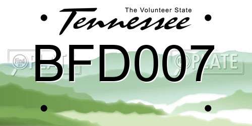 BFD007 Tennessee License Plate