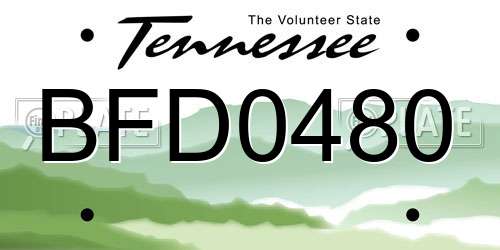 BFD0480 Tennessee License Plate