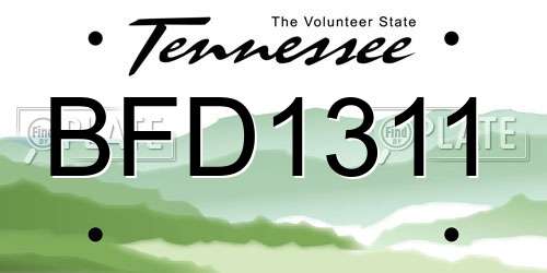 BFD1311 Tennessee License Plate