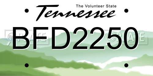 BFD2250 Tennessee License Plate