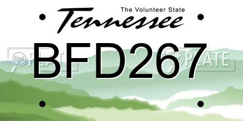 BFD267 Tennessee License Plate
