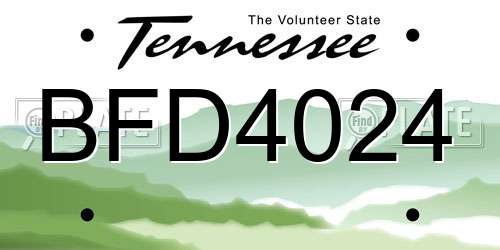 BFD4024 Tennessee License Plate