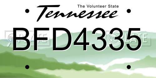 BFD4335 Tennessee License Plate